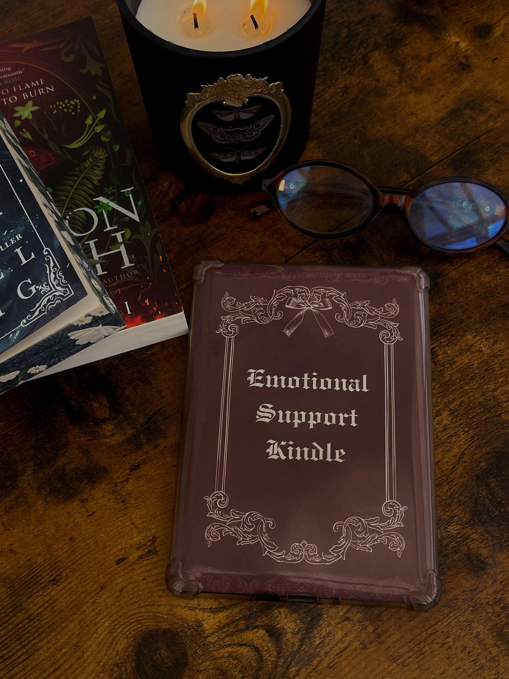 Emotional Support Kindle Insert | Gothic Book Lover Gift, Clear Case Accessory